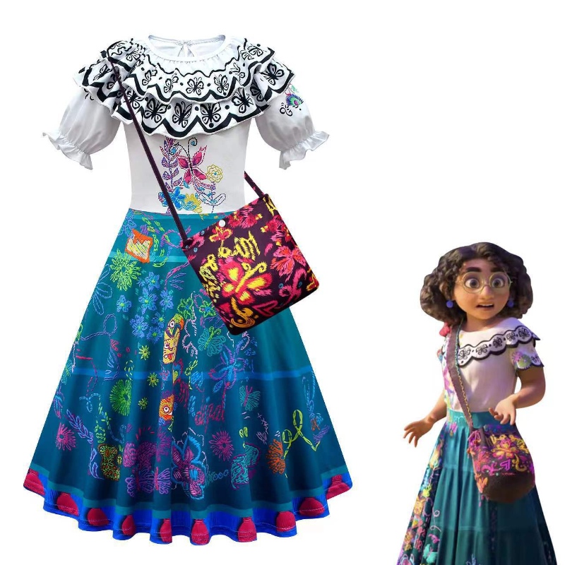 Encanto-mekko tyttö cosplay-pukulaisten prinsessalapset \\ päiväsuorituspuku viehätys mirabel madrid-lapsia