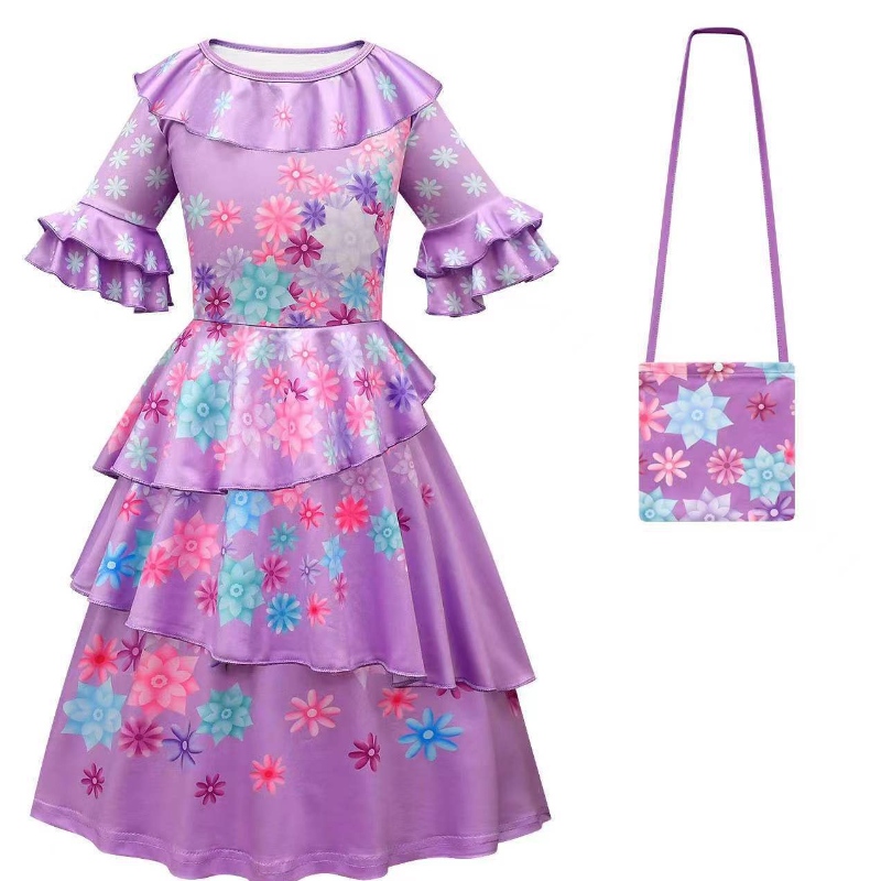2022 Prinsessa Encanto Mirabel -pukupukujuhlat Syntymäpäivä cosplay fancy Encanto -mekko lapsille