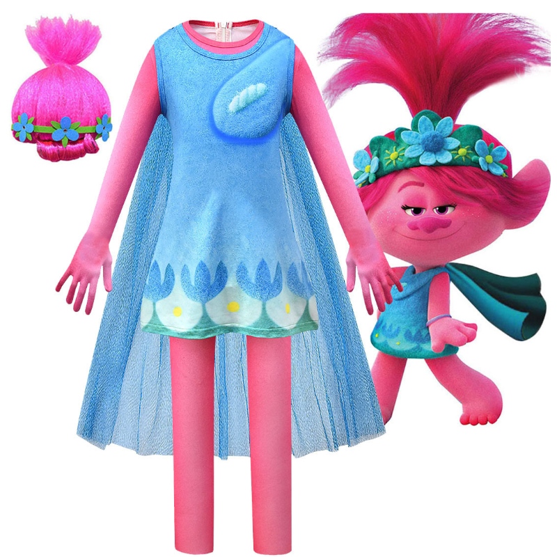 Viimeisin hauska glam Elf World Tour Girls Classic Poppy Puku pienille lapsille