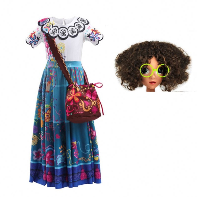 2022 Tyttöjen lyhythihainen Encanto TV -elokuva Mirabelle cosplay -puku Halloween Christmas Kids Girl Dresses Encanto Dress