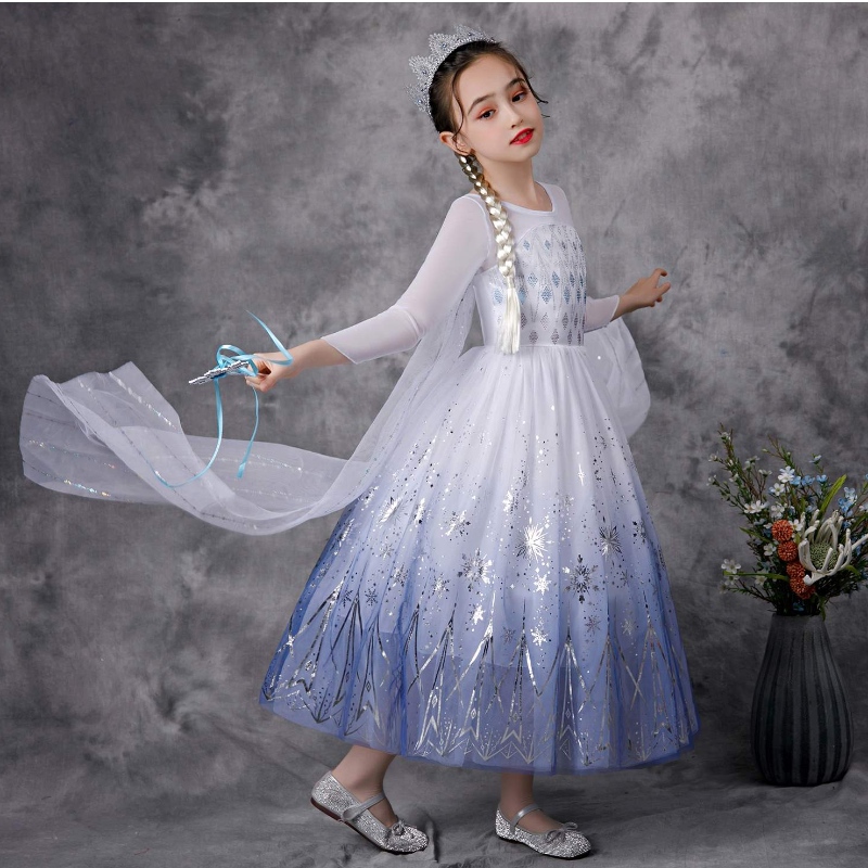 Lapset pukeutuvat fancy prinsessa pukuharmiroolipeli Halloween Party Elsa -mekot tytöille Snow Queen Party Dress K57