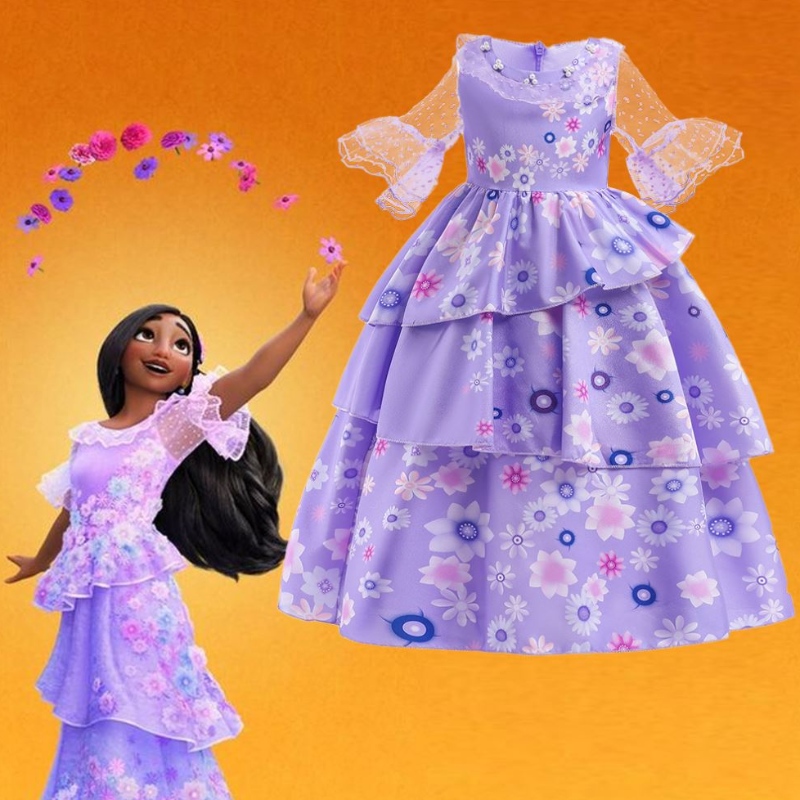 Baige Carnival Mirabel Isabela Purple Girl Dress Encanto Kids Cosplay -puku