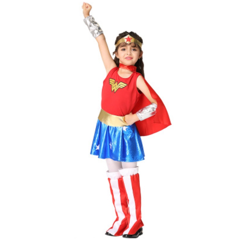 Baige kuuma myynti tyttövauva Hihaton Wonder Woman -puku tytöille Halloween -pukusarja EK201