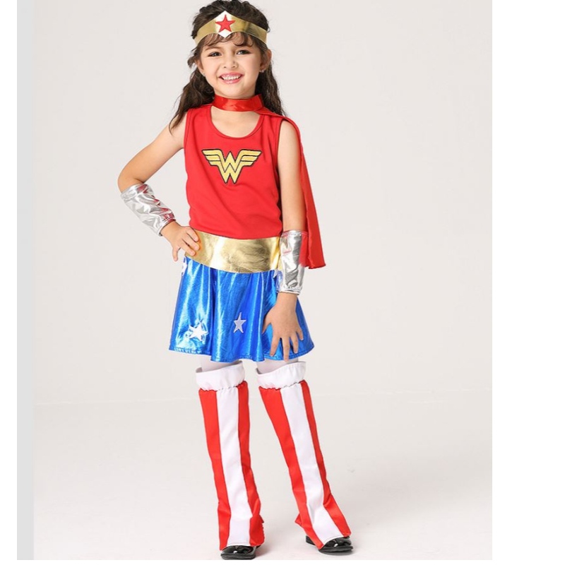 Baige kuuma myynti tyttövauva Hihaton Wonder Woman -puku tytöille Halloween -pukusarja EK201
