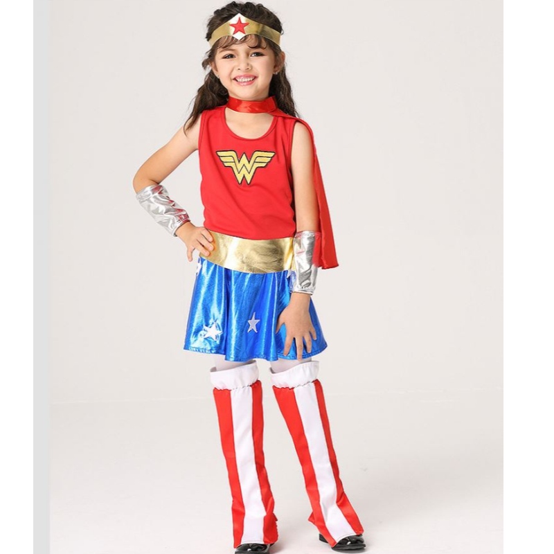 Baige kuuma myynti tyttövauva Hihaton Wonder Woman -puku tytöille Halloween -pukusarja EK201