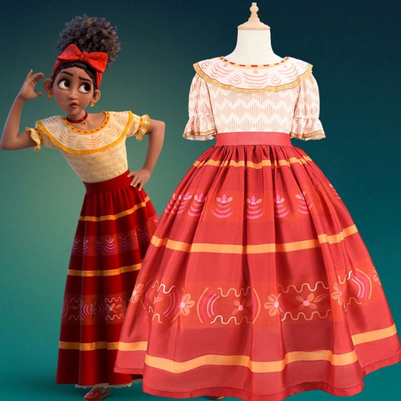 Baige Tyttöjen Vaatteet Encanto Mirabel Cosplay-asut Fancy Prinsessa Mekot Lapset Syntymäpäivä Karnevaali Juhla Vaatteet + Laukku
