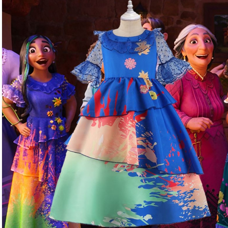 Baige Tyttöjen Vaatteet Encanto Mirabel Cosplay-asut Fancy Prinsessa Mekot Lapset Syntymäpäivä Karnevaali Juhla Vaatteet + Laukku