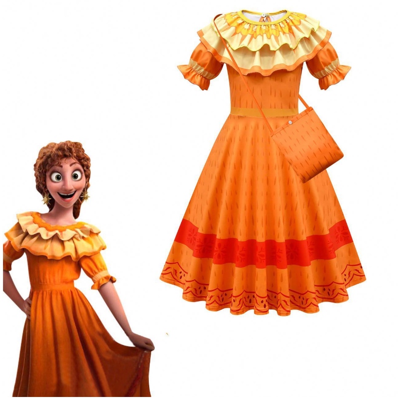 Baige Carnival Halloween Prinsessajuhlat Kukka Ruffles Pitkä mekko Mirabel Encanto Puku