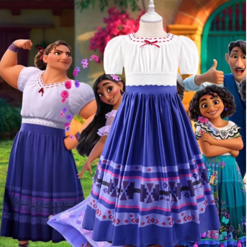 Baige Encanto Blue Lusia Mirabel Isabela Cosplay -puku Lyhyt hihat teemajuhlapuku MFMW010