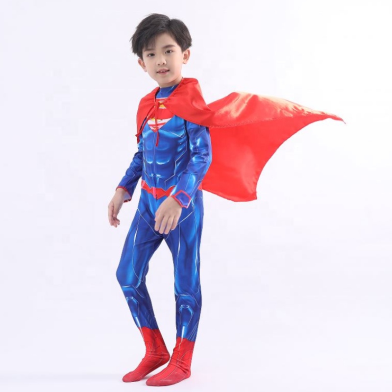 Kiinalainen tehdas vanhempien lasten rinnakkainen TV&movie Super Hero Cosplay -puku Halloween vaatteet puku de Super Man with cape