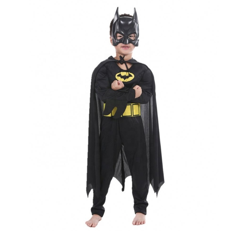 Halloween Masquerade Black Bat Muscle Kids Superhero puvut Bat Man -pukut Cloak -naamarilla