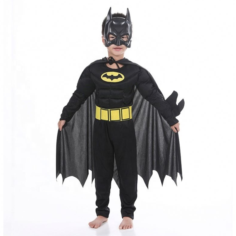 Halloween Masquerade Black Bat Muscle Kids Superhero puvut Bat Man -pukut Cloak -naamarilla