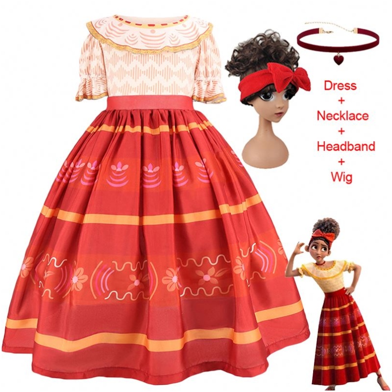 Baige lapset Fancy Kids Syntymäpäiväjuhlat Prinsessa Encanto Mirabel cosplay -elokuvien pukujen tyttö Dolors -mekko