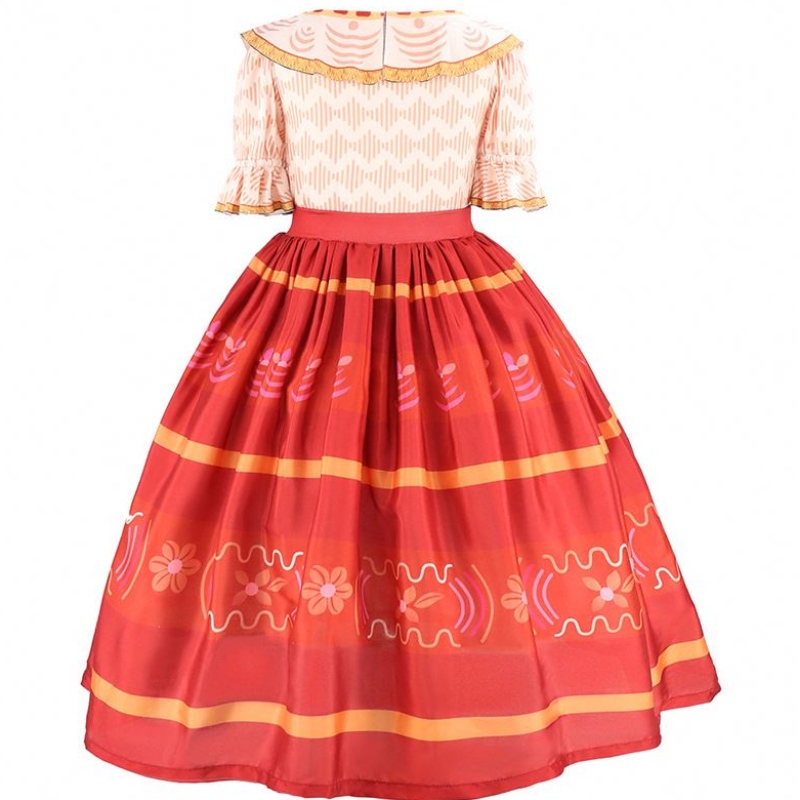 Baige lapset Fancy Kids Syntymäpäiväjuhlat Prinsessa Encanto Mirabel cosplay -elokuvien pukujen tyttö Dolors -mekko