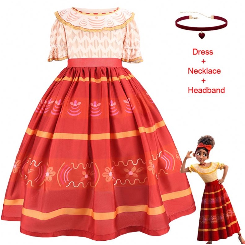 Baige Kids Princess Dress Kids Syntymäpäiväjuhlat Tyttö Encanto Mirabel Cosplay TV&Movie -pukut Dolors Dress