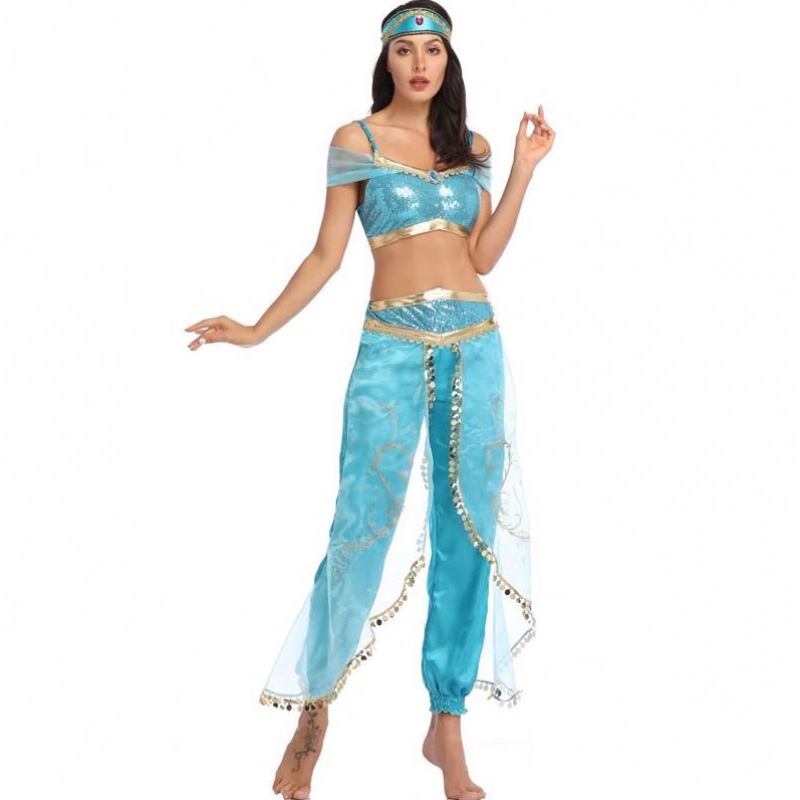 Kuuma myynti Halloween-asu Aladdin Magic Lamp -prinsessa Jasmine Adult HCAL-012