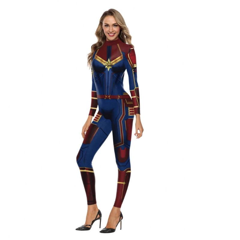 2022 Amazon New Design TV&Movie Cosplay -puku Digitaalinen tulostus Hämmennänsiirto Kapteeni Marvel -hahmo pukunnaiset bodysuit