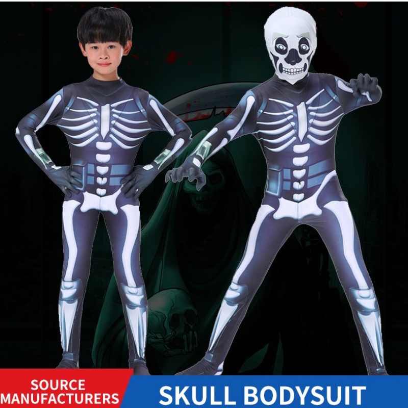 Valmistajien tukkumyynnin lasten Halloween -puku Skeleton Bodysuit Cosplay -pukut Party Cosplay