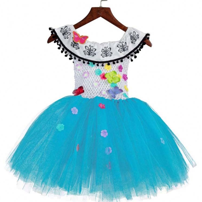 Halloween -vaatteet Kids Virkkata tylli fluffy Flower Encanto Mirabel Tutu -mekko
