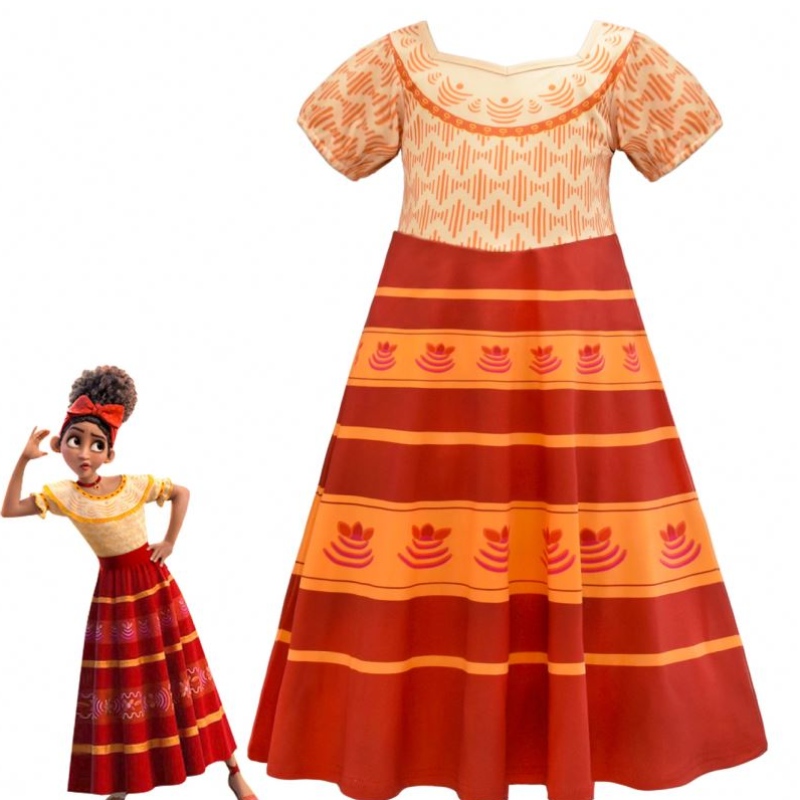 Magic Full House Encanto -vaatteet Asut Kids Dress Up Cursume Festival Lyhythihainen Prinsessa Dress Encanto Mirabel Cosplay