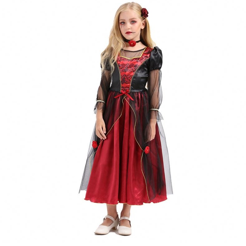 2022 Laadukas Halloween-puku Kids Vampire Girl Cosplay -puku 10-12Y HCVM-001
