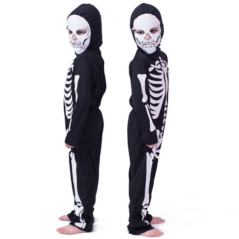 Halloween pelottava pukeutuminen luurankotyttöpoika lasten luut puku hcvm-002