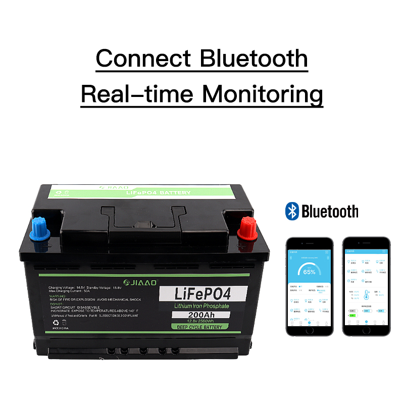 JiaAo litiumrautafosfaattiakun käyttöika4 12v 100 / 200AH rv meren syvä sykli bms Bluetooth litiumparisto