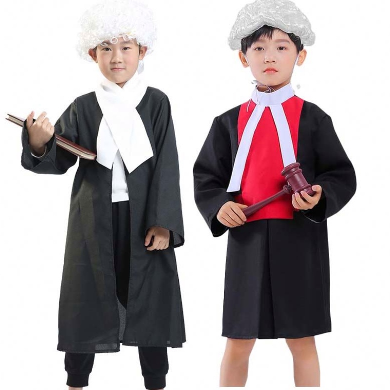 Halloween Kids Performance Cosplay Coats Kinder Darden Ammattituomari Robes Stage Party Dress Lasten lakimies Puku HCBC-007