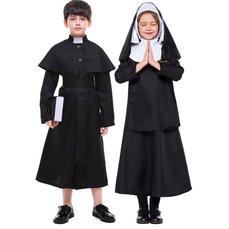 Halloween Masquerade cosplay Jeesus -puku Maria Black Nunt Cobes Halloween Priest -puku HCBC-009