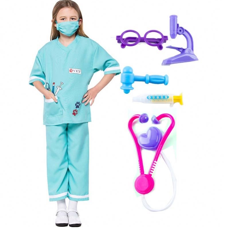 Dr Uniform Animal Doctor Lääkärin eläinlääkäri teeskentele Play Up Set Halloween -pukuja lääketieteellisellä Kit HCBC-013
