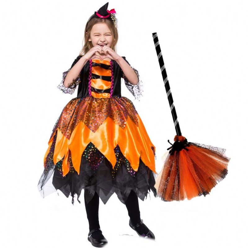 Halloween Fancy Party Dress asu oranssi lastennoitavaatteet HCVM-018