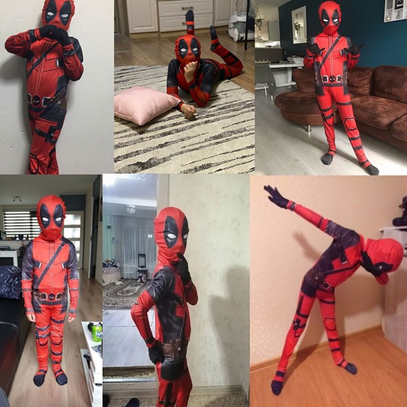 4-12y Boy Deadpoo -puku Kids Cosplay Superhero -pukut Maski puku Jumpsuit Halloween Party Pukun karnevaalinäyttely