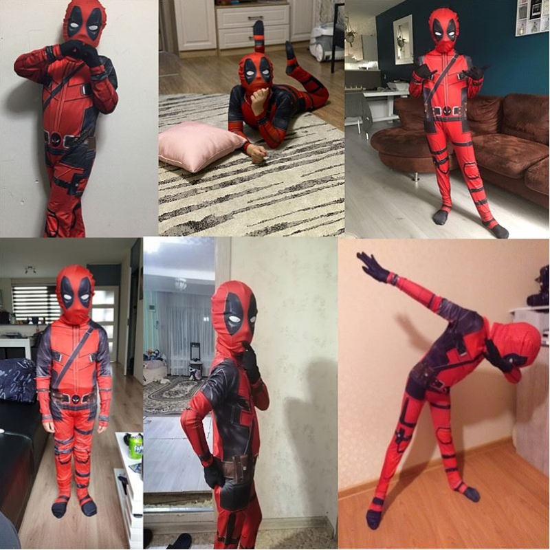 4-12y Boy Deadpoo -puku Kids Cosplay Mask -puku jumpsuit Halloween Party -puku Carnival Show Spider Man -pukut