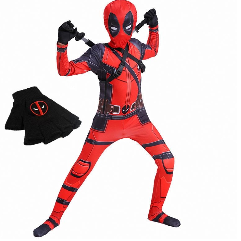 4-12y Boy Deadpoo -puku Kids Cosplay Mask -puku jumpsuit Halloween Party -puku Carnival Show Spider Man -pukut