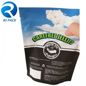 100% kierrätettävä stand up -pussi lastenkestävällä vetoketjulla