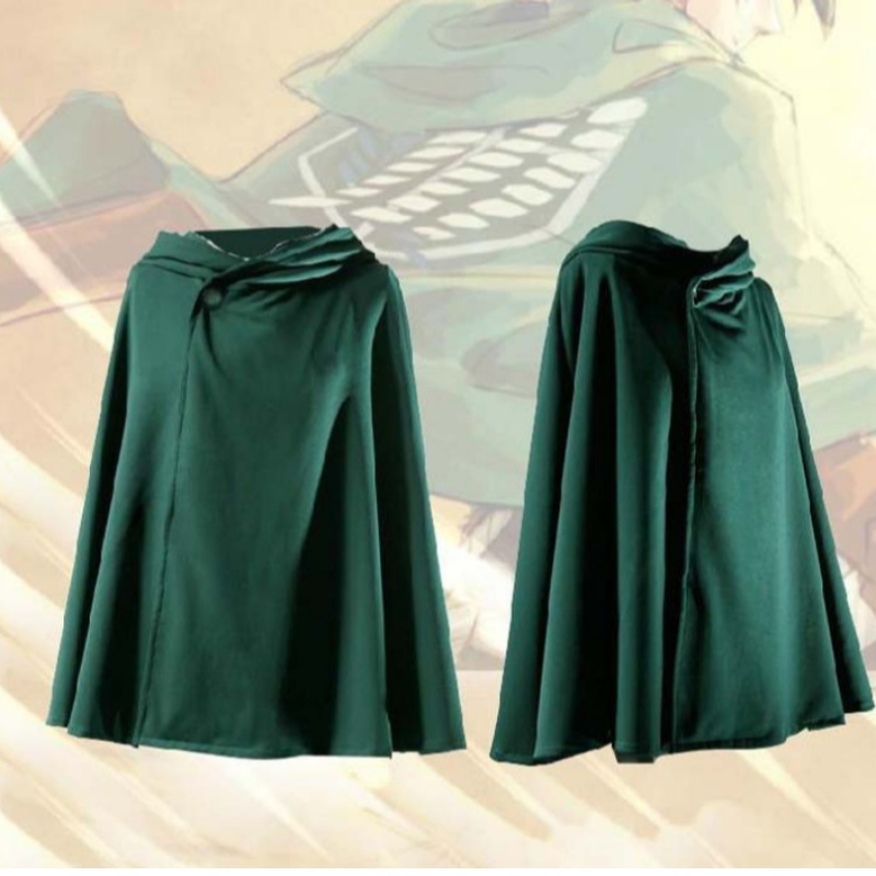 Cosplay-puku japanilainen anime huppari cosplay cousme green cape miesten vaatteet hyökkäävät ti-taniin