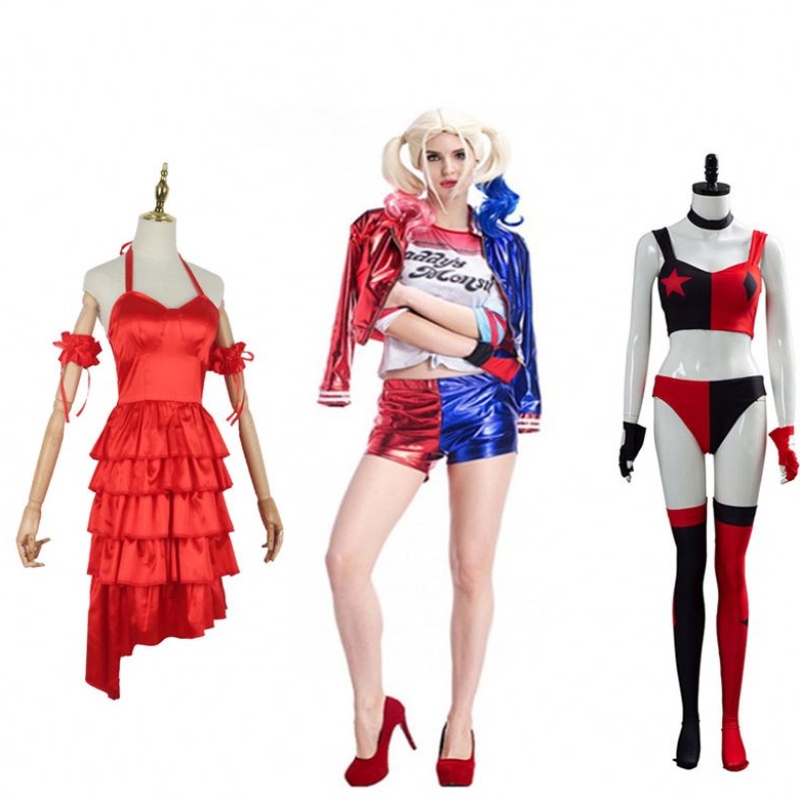 Itsemurhajoukko Harley-Quinn Monster Adult T-paidan cosplay-puku, jossa on kirjontanaisille