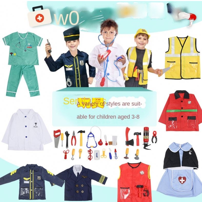 Lapset Doctor Uniform cosplay Child/firefighter/pilot Engineer/Cook/nurse cosplay -puku
