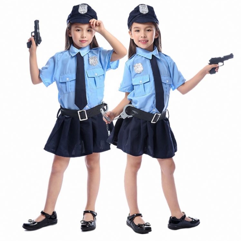 Tytöt Halloween Cop upseeri Pukulapsi lasten roolipeli Cosplay Man Uniform Party -muoto