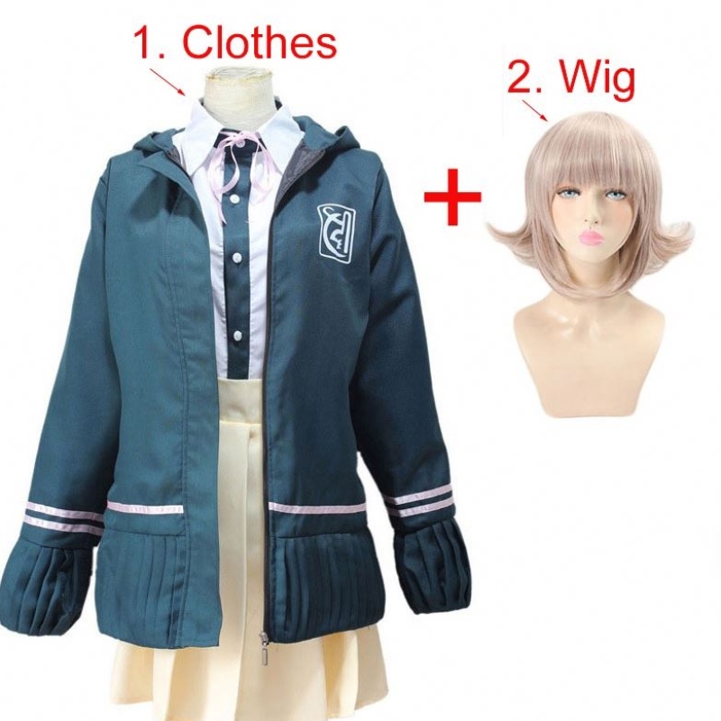 Lukion opiskelijat yhtenäinen anime danganronpananami chiaki cosplay puku pitkähihainen lyhyt hame loli hame