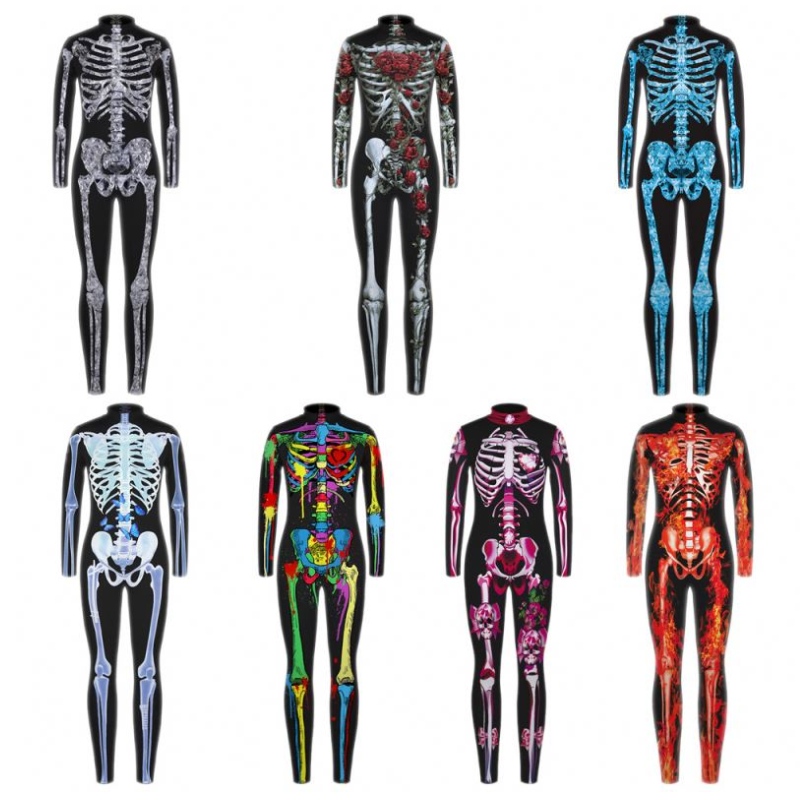 Halloween Scary Cosplay -pukut lapsille Skeleton Bodysuit Devil Vampire Carnival Party Clothing Skull Dress Jumpsuit
