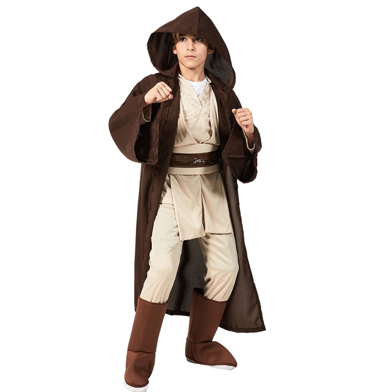 Klassisen lapsen hupullinen jedi robe Halloween cosplay -puku lapsille