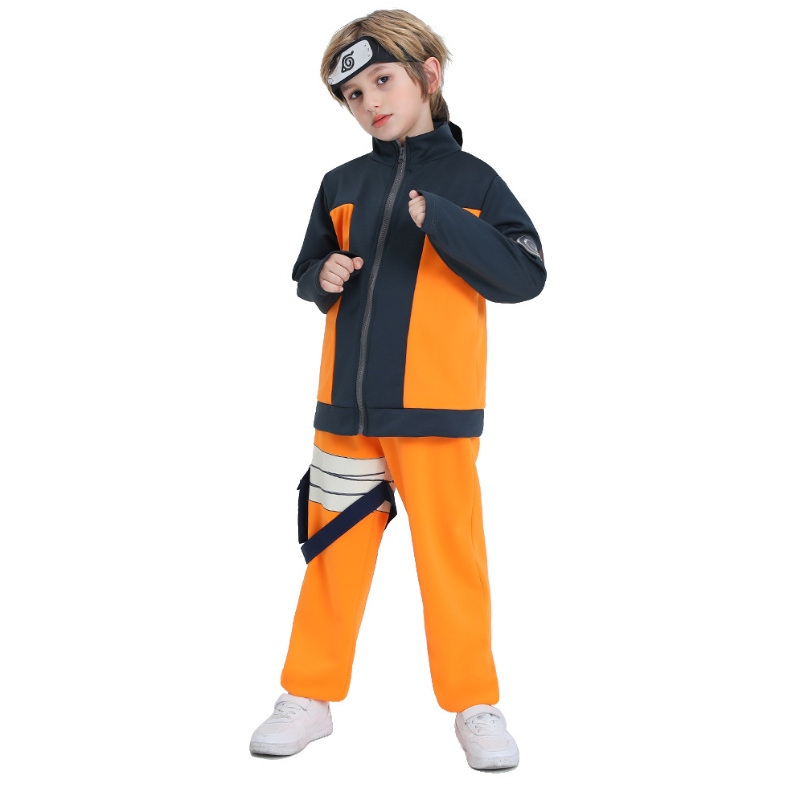 Valmis lähettämään Stock Fast Dispatch Kid Boys Halloween Anime Uzumaki cosplay -puku vetoketju ylös takit housut Täysi asusetti