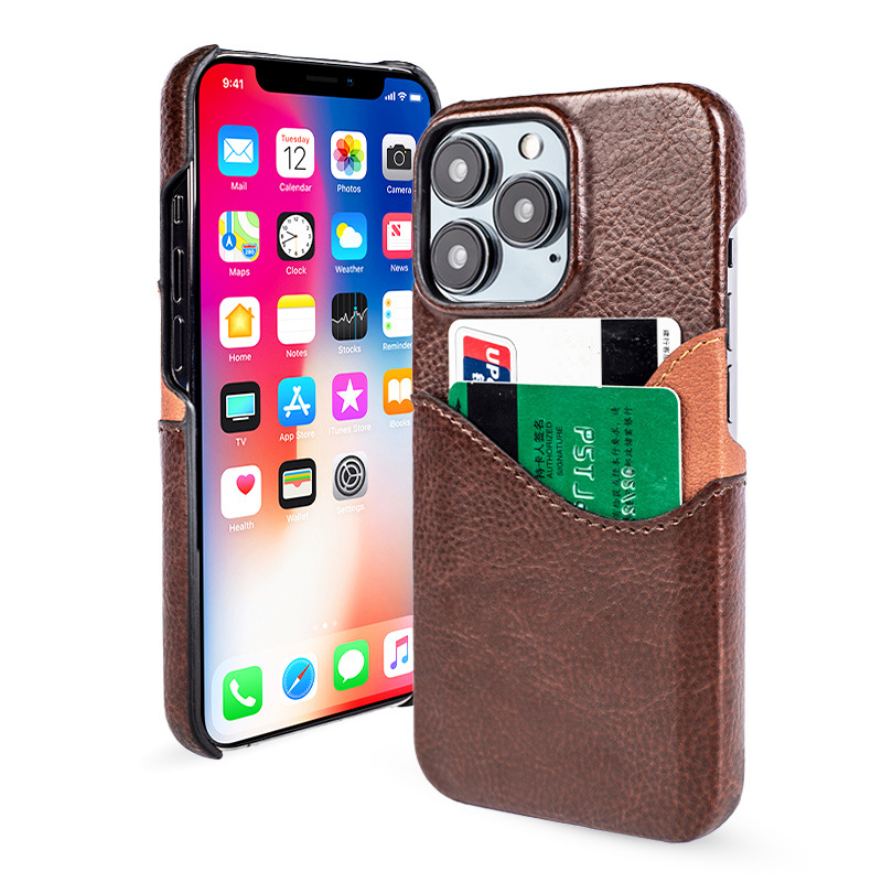 Sopii Apple iPhone 14pro -kotelolle, kahden kortin laukku väri yhteensopiva nahkakotelo, tpu360 asteen kattava suojakotelo