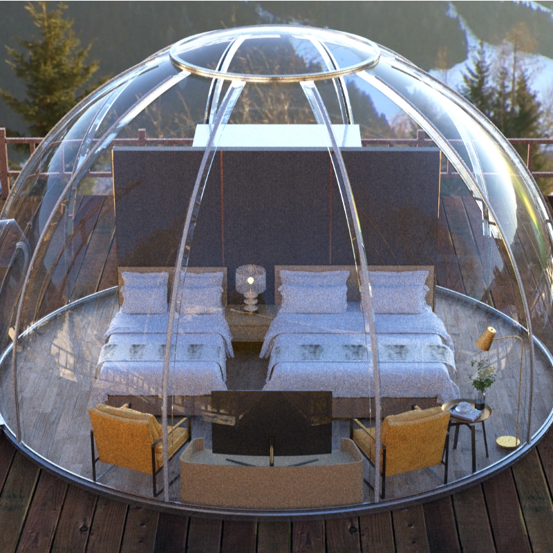 6 metriä Ylellinen läpinäkyvä kupoliteltta geodeettinen ulkoilma camping kupoliteltta lomakeskukseen, Retkeily, Ulkoilu Aktiviteetit