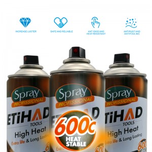 600 celsius korkean lämpötilan musta ja hopeavärinen aerosolisumuimaalaus korkea lämmönkestävä akryylisumumaali liesi BBQ: lle