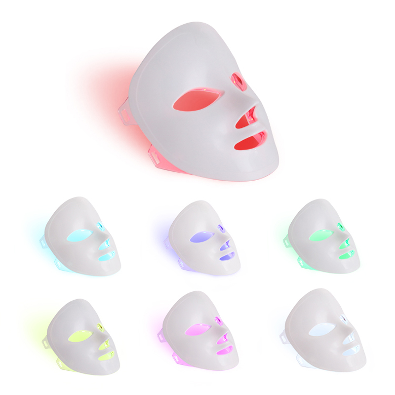 7 väriä kevyt kannettava kasvojen LED -kasvonaamio kevythoito kotikäyttöön, LED -valonhoito kasvojen ihonhoitonaamari - sininen&punainen valo aknefotonimaskille - Korea PDT -tekniikka aknen pelkistämiseen