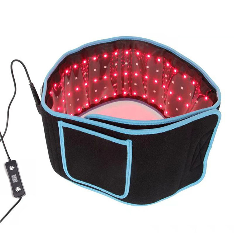 Uudet LED Red Light Belt -laitteet vartalon joustavalle puettavalle syvänpunaiselle 660nm: lle ja lähellä infrapuna 850nm:n tyynyä ajastimella vartalon takakipujen helpottamiseksi, takaosannivelten lihakset, vyötärö