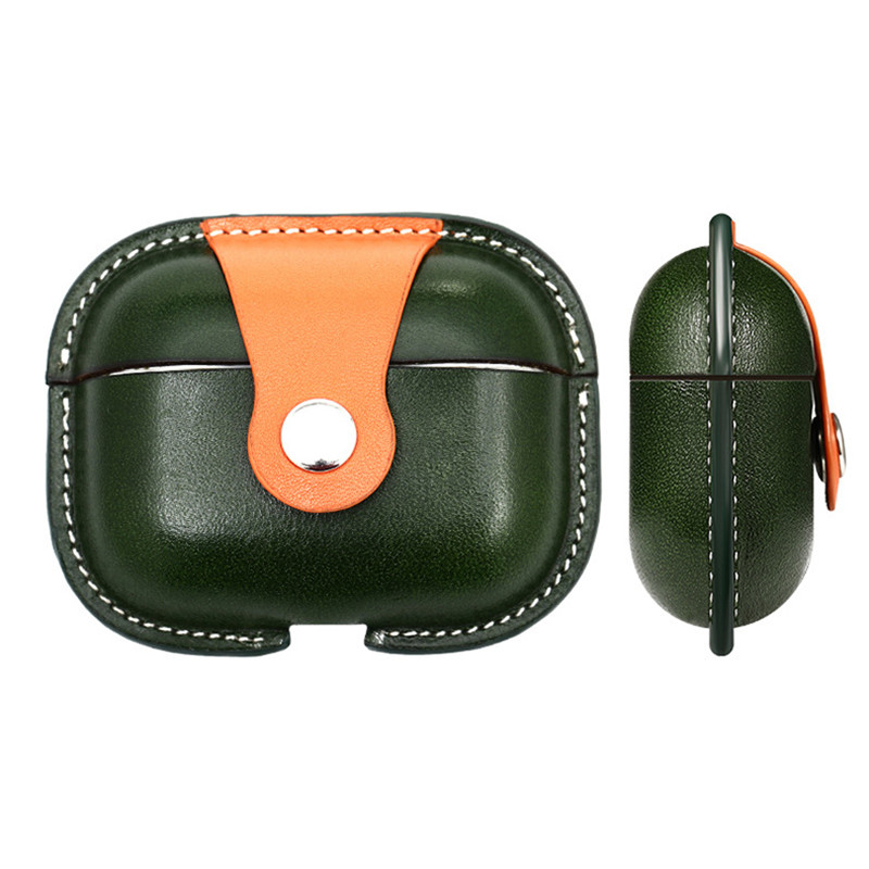 Uusi Apple Airpods Pro2 -suojakotelo, sotilaallinen vihreä väri, joka vastaa vasikananan integroitua suojakoteloa, Bluetooth -kuulokemikroferentialueiden kaatumiskestävänahkakotelo