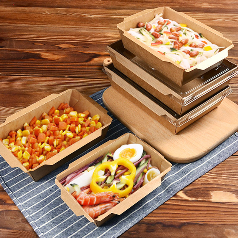 Eco Friendly Räätälöity tukkumyynti Biohajoava taitettu salaatti Kraft Paper Lunch Box